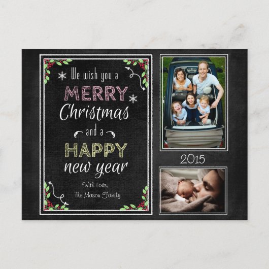 Cartes Pour Fêtes Annuelles Collection Noël Chalkboard (Devant)