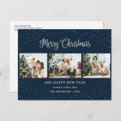 Cartes Pour Fêtes Annuelles Collection photo bleu moderne Joyeux Noël (Devant / Derrière)