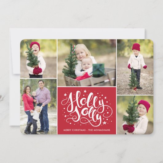 Cartes Pour Fêtes Annuelles Collection photo Holly Jolly moderne Noël Rouge (Devant)