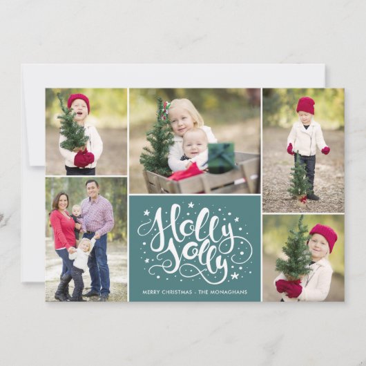 Cartes Pour Fêtes Annuelles Collection photo Holly Jolly moderne Noël Turquois (Devant)