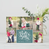 Cartes Pour Fêtes Annuelles Collection photo Holly Jolly moderne Noël Turquois (Debout devant)