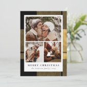 Cartes Pour Fêtes Annuelles Collection photo moderne et élégant Noir Or Noël (Debout devant)