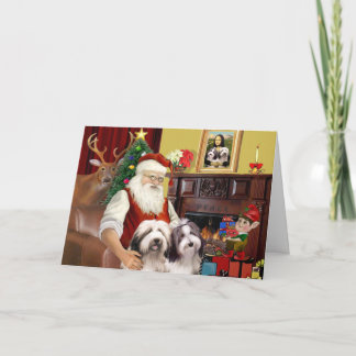 Cartes Pour Fêtes Annuelles Collie barbu de Père Noël