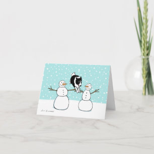 Cartes Pour Fêtes Annuelles Collie frontalier avec les neigeurs   Noël d'agili