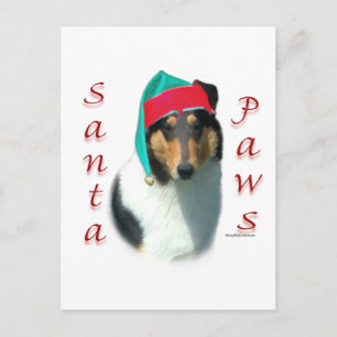 Cartes Pour Fêtes Annuelles Collie (lisse) Père Noël Paws