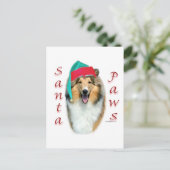 Cartes Pour Fêtes Annuelles Collie (rude) Père Noël Paws (Debout devant)