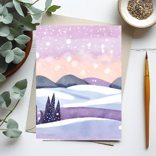Cartes Pour Fêtes Annuelles Colline violette d'hiver aquarelle
