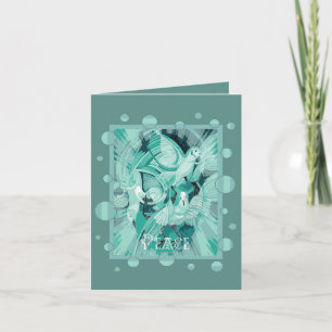 Cartes Pour Fêtes Annuelles Colombe avec texte de paix celtique dans des tons