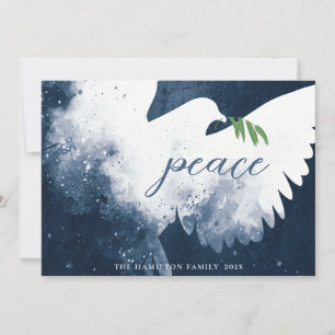 Cartes Pour Fêtes Annuelles Colombe de la paix bleu marine