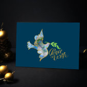 Cartes Pour Fêtes Annuelles Colombe de Noël aquarelle or Paix sur Terre