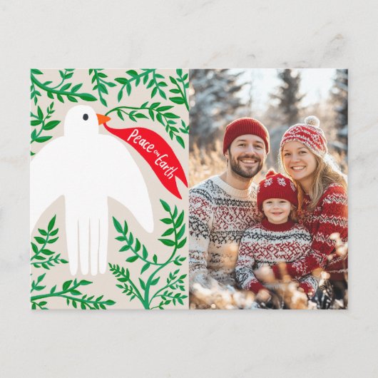 Cartes Pour Fêtes Annuelles Colombe de Noël Paix sur Terre PHOTO PERSONNALISÉE (Devant)
