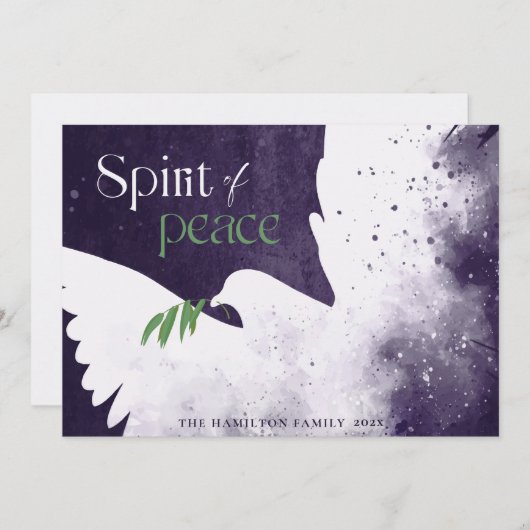 Cartes Pour Fêtes Annuelles colombe profonde violette (Devant / Derrière)