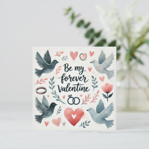 Cartes Pour Fêtes Annuelles Colombes aquarelle et dessin de cœur – Sois ma pou