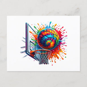 Cartes Pour Fêtes Annuelles Coloré Basketball Tie Tee Couleur Basketball Hoop