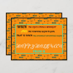CARTES POUR FÊTES ANNUELLES COLORÉ ÉFFRAYANT CUTE HAPPY HALLOWEEN INITIAL
