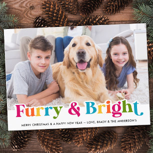 Cartes Pour Fêtes Annuelles Coloré Furry & Bright Custom Pet Chien Photo