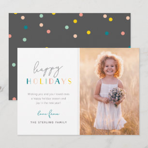 Cartes Pour Fêtes Annuelles Coloré Moderne Joyeux Joyeux Vacances Famille Phot