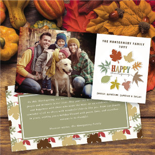 Cartes Pour Fêtes Annuelles Coloré Rustique Thanksgiving Feuilles Wreath Photo