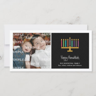 Cartes Pour Fêtes Annuelles Colorful Black Menorah Hanukkah