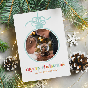 Cartes Pour Fêtes Annuelles Colorful Bold Lettres Ornament Photo Noël