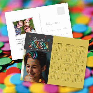 Cartes Pour Fêtes Annuelles Colorful Cheers Stars 2025 Calendrier Nouvel An Ph