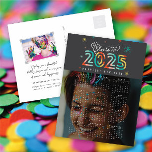 Cartes Pour Fêtes Annuelles Colorful Cheers to 2025 Calendrier Nouvel An Photo