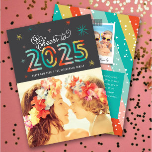 Cartes Pour Fêtes Annuelles Colorful Cheers to 2025 Stars Happy New Year Photo