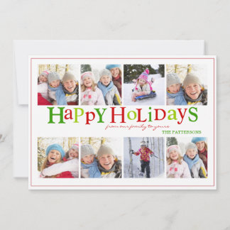 Cartes Pour Fêtes Annuelles Colorful Happy Holidays Huit Photo Greeting Card