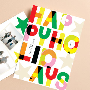 Cartes Pour Fêtes Annuelles CoLoRfUL HaPpYHoliDaYs Fun Photo de Noël