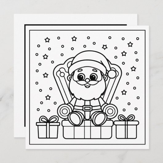Cartes Pour Fêtes Annuelles Coloriage Festive Noël Père Noël (Devant / Derrière)