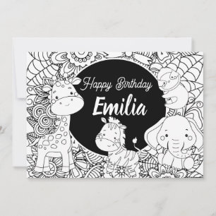 Cartes Pour Fêtes Annuelles Coloriage floral d'anniversaire pour enfants avec