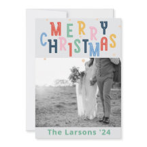 Colorida tarjeta navideña de Feliz