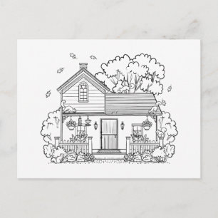 Cartes Pour Fêtes Annuelles Coloriez Votre Propre Maison Cosy et Écureuils Bro
