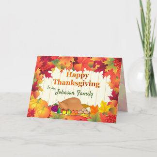 Cartes Pour Fêtes Annuelles Colourful Leaves and Roast Turkey Thanksgiving