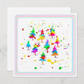 Cartes Pour Fêtes Annuelles Colourful Trees (Devant / Derrière)