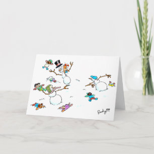 Cartes Pour Fêtes Annuelles Combat des vacances du bonhomme de neige