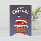 Cartes Pour Fêtes Annuelles Comique drôle Père Noël Stuck Chimney (Debout devant)