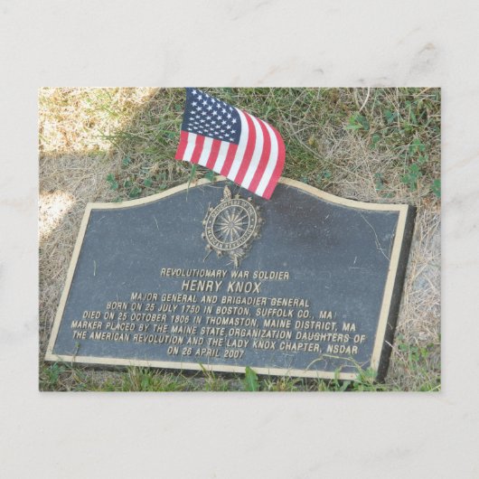 Cartes Pour Fêtes Annuelles Commandant révolutionnaire le Général Henry Knox (Devant)