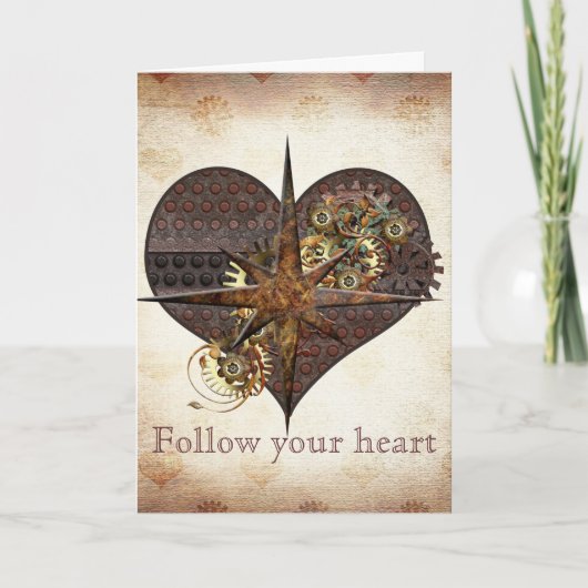 Cartes Pour Fêtes Annuelles Compass Star et Heart Steampunk Valentine (Devant)