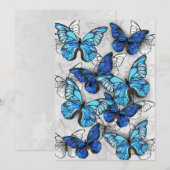 Cartes Pour Fêtes Annuelles Composition des White and Blue Butterflies (Devant / Derrière)