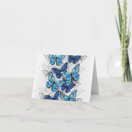 Cartes Pour Fêtes Annuelles Composition des White and Blue Butterflies (Devant)