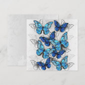 Cartes Pour Fêtes Annuelles Composition des White and Blue Butterflies (Devant / Derrière)