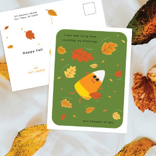 Cartes Pour Fêtes Annuelles Compter Mes Bénédictions Bonbons Corn Fall Vert