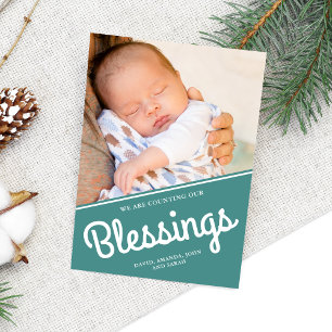 Cartes Pour Fêtes Annuelles Compter nos bénédictions Photo de bébé à Noël