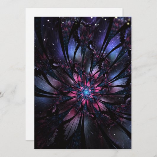 Cartes Pour Fêtes Annuelles Conception Abstraite des fleurs fractales. (Devant / Derrière)