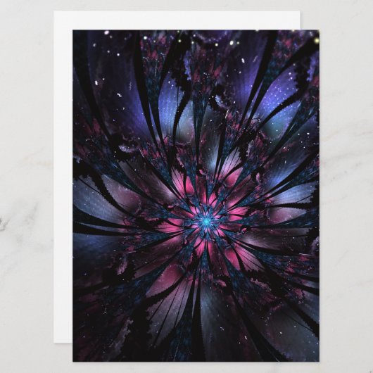 Cartes Pour Fêtes Annuelles Conception Abstraite des fleurs fractales. (Devant / Derrière)