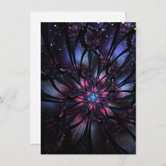 Cartes Pour Fêtes Annuelles Conception Abstraite des fleurs fractales. (Devant / Derrière)