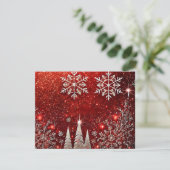 Cartes Pour Fêtes Annuelles Conception d'arbre de Noël rouge et blanc (Debout devant)