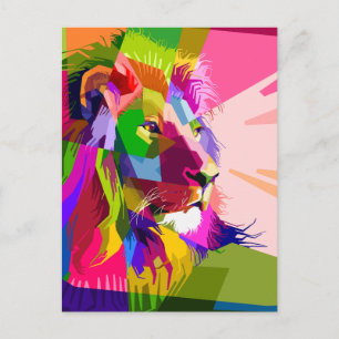 Cartes Pour Fêtes Annuelles Conception d'art pop prismatique coloré de lion