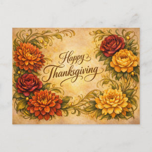Cartes Pour Fêtes Annuelles Conception de défilement floral de Thanksgiving él